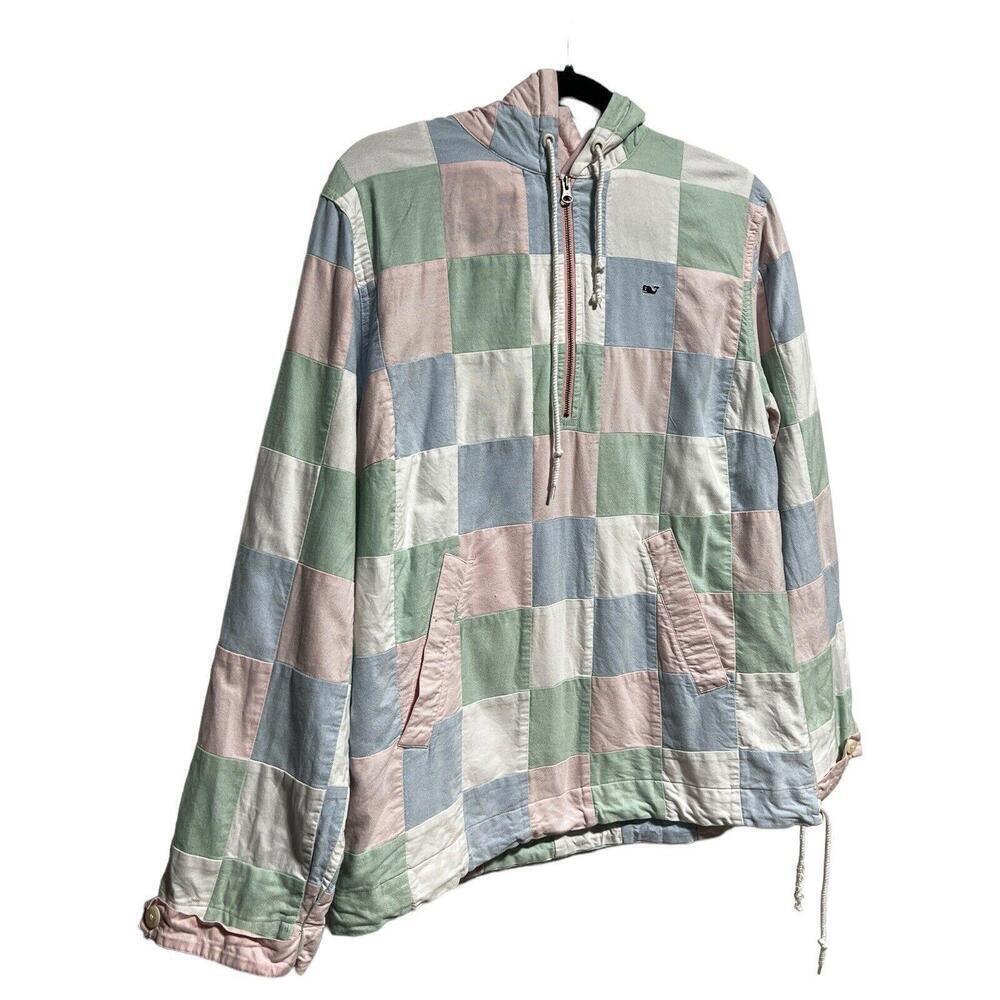 Vineyard Vines Pastel Patchwork Pullover Hoodie - Pink, Green, Blue, White - Picture 2 of 8